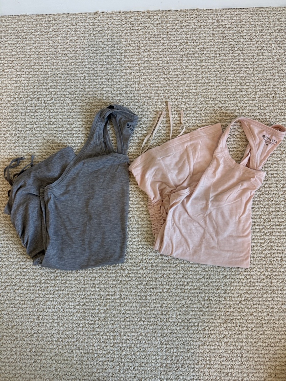 Athleta Set of Two Racerback Tanks - Gray & Blush
